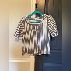 Madewell Navy and White Striped Top